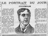 Illustration of Oscar Wilde in the Parisian newspaper La Presse, based on one of the cabinet portraits of Wilde taken in 1892 by Alfred Ellis & Walery Studio, London, UK.